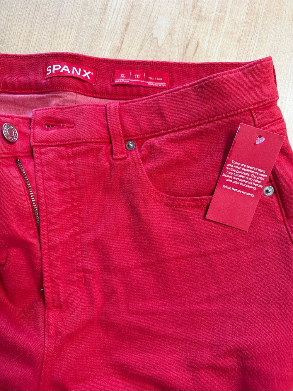SPANX Women's High-Rise Straight Leg Jeans Scarlet Red